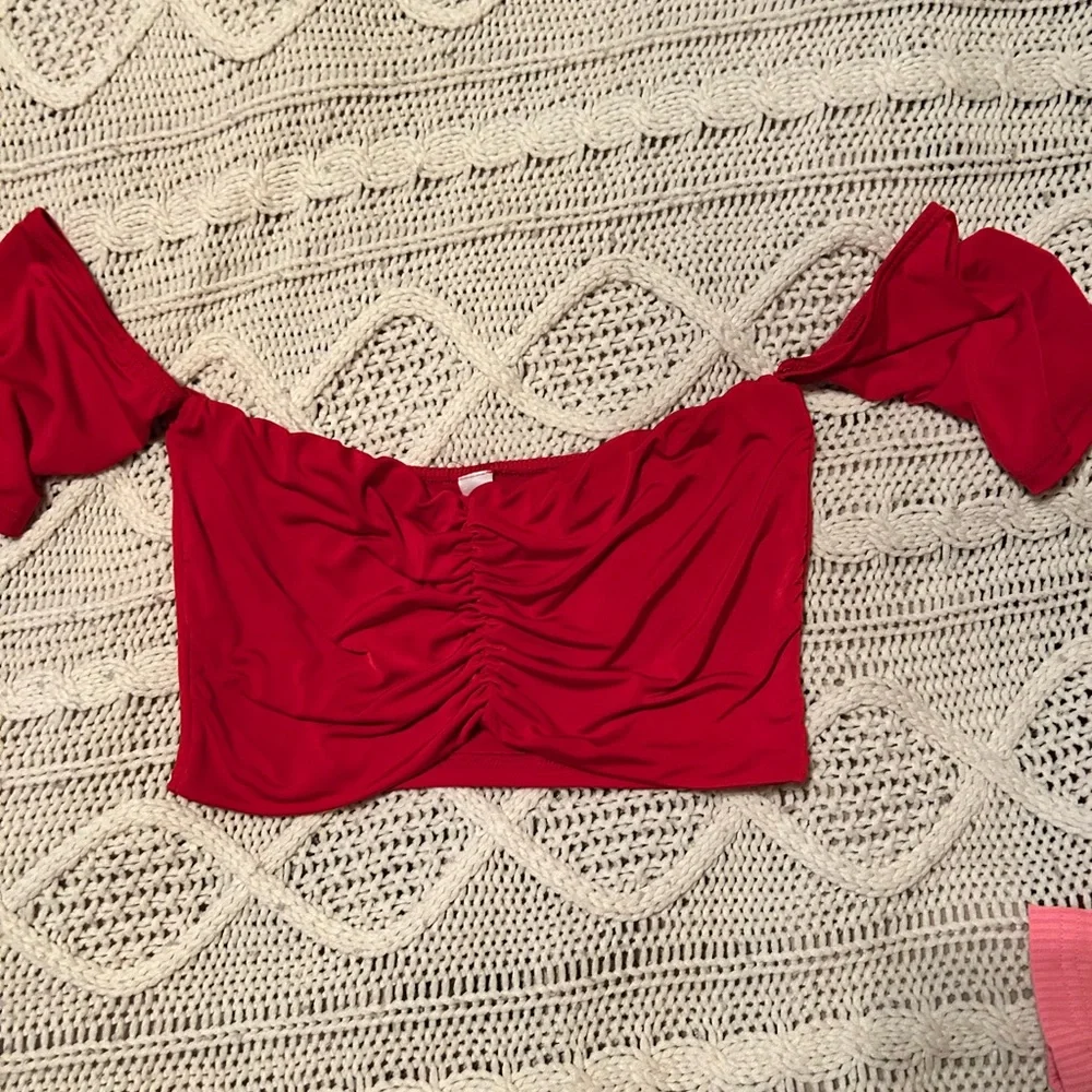 Women Red Ruched Legging Set Large - Picture 3 of 3